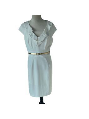 Studio I: Off White Ruffled Dress: Size 12